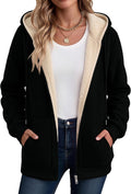 Zeagoo Women Sherpa Fleece Jacket Zip Up Thick Warm Hoodie Fall Winter Coat | Comfy Fleece Lined,Long Sleeve Full-Zip Jacket,Drawstring Hooded, Kangaroo Pocket,Casual Winter Outerwear Coat
