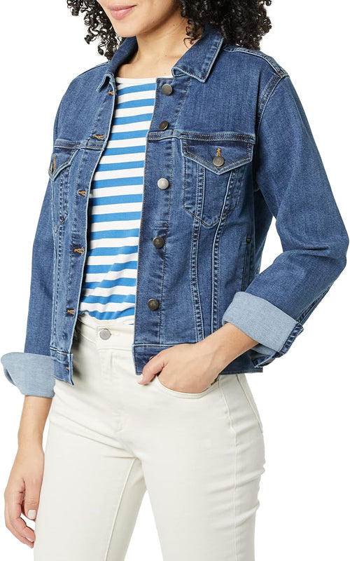 Amazon Essentials Women's Regular-Fit Denim Jean Jacket (Available in Plus Size)